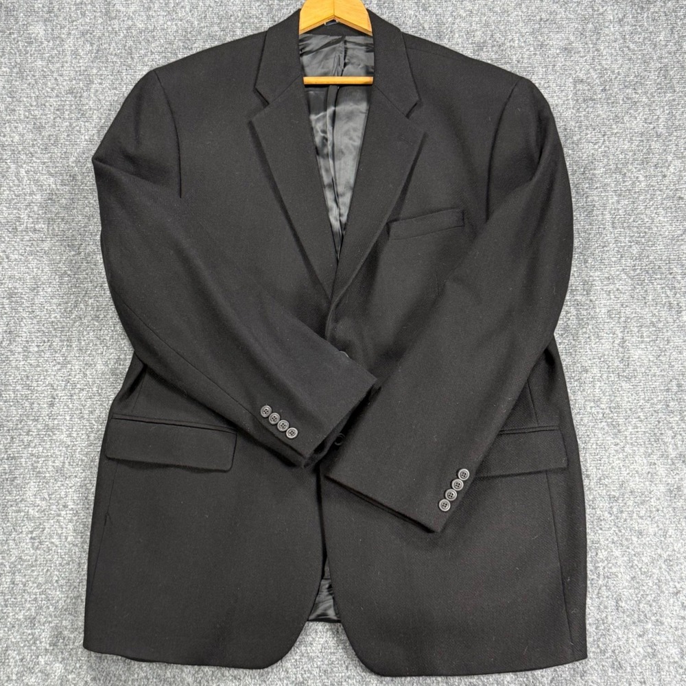 Vintage Lauren Ralph Lauren Men's 48L Black 100% Wool Blazer Made in Canada
